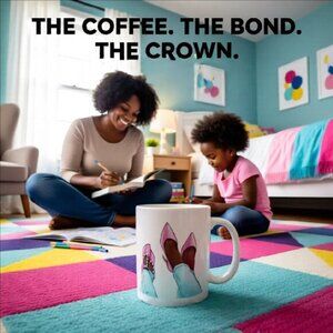 Best Mom Ever! Unique 2-Sided Coffee Cup ~ Mommy + Mini Me ~ For Black Queens